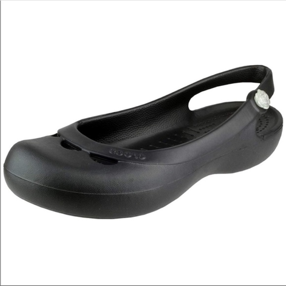 CROCS Shoes - Crocs Jayna Black Sling Back Slip On Flats Size 10